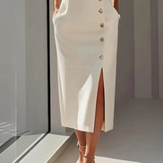 Women's Solid Midi Crepe Dress
