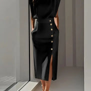 Women's Solid Midi Crepe Dress