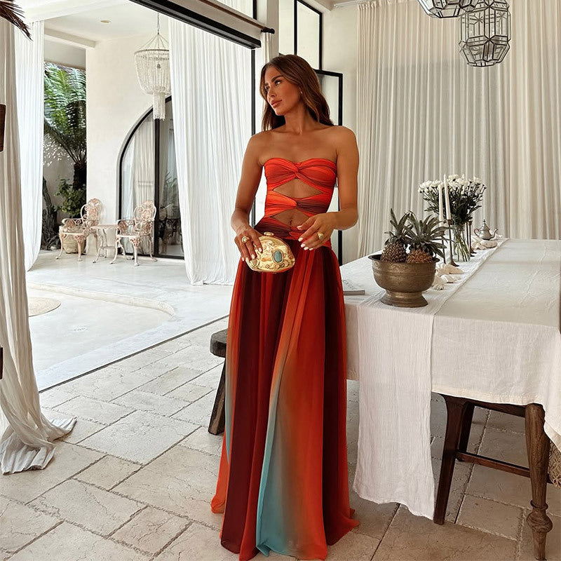 Women's Solid Strapless Maxi Dress