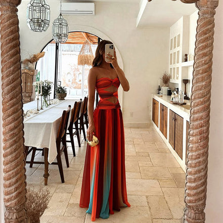 Women's Solid Strapless Maxi Dress
