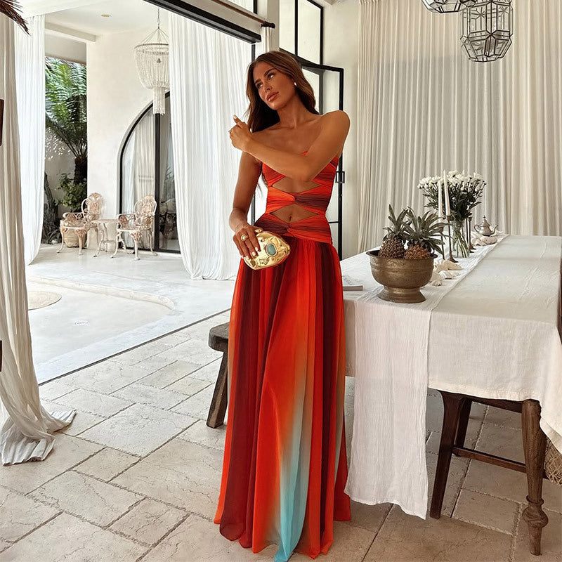 Women's Solid Strapless Maxi Dress