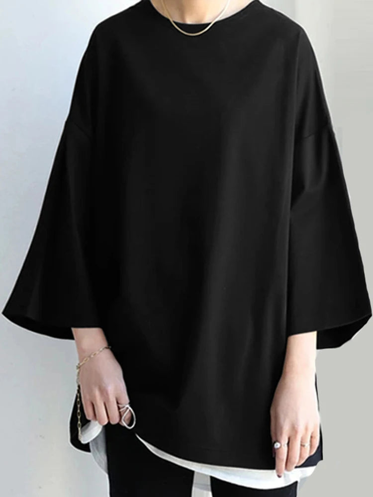 Women's Solid Cotton Blouse Shirt