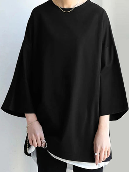 Women's Solid Cotton Blouse Shirt
