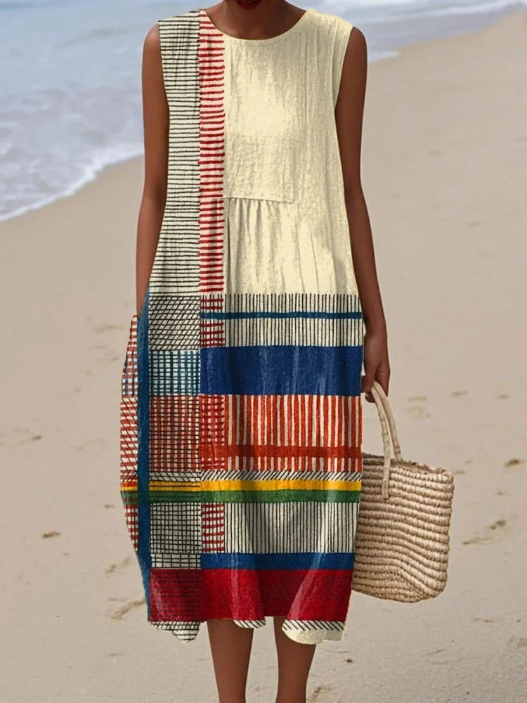 Women's Solid Art Midi Dress