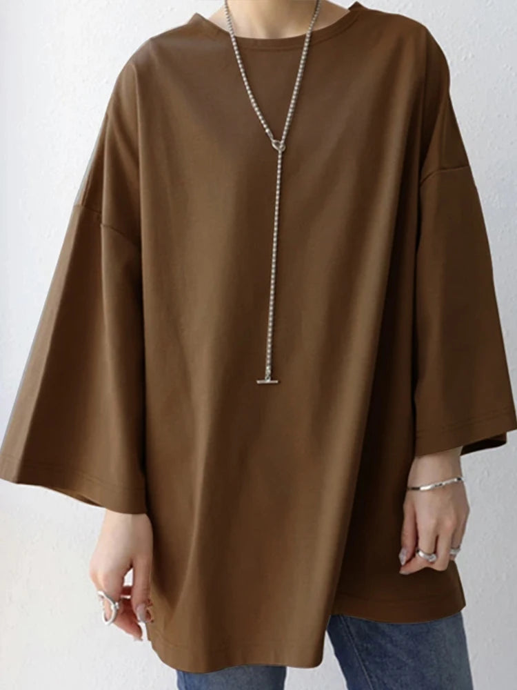Women's Solid Cotton Blouse Shirt