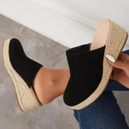 Women's Neutral Leather Wedge Sandals