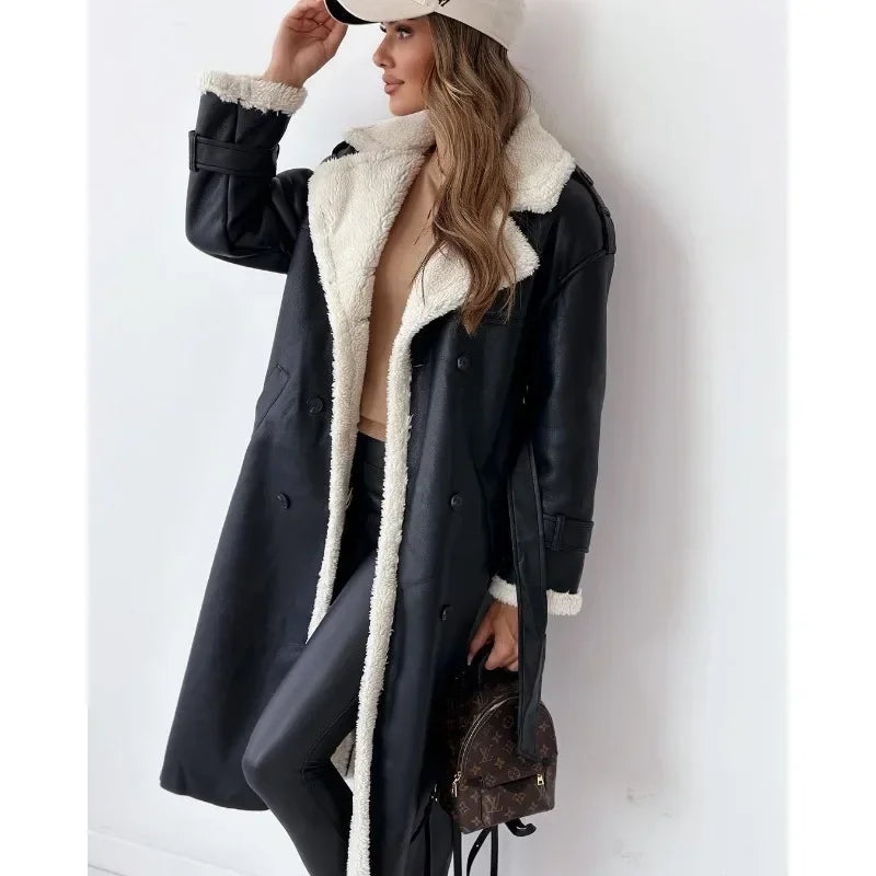 Women's Solid Teddy-Lined Trench Coat