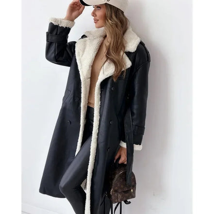 Women's Solid Teddy-Lined Trench Coat