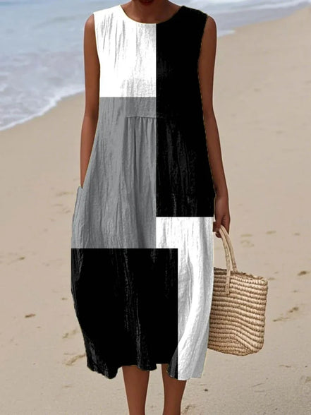 Women's Solid Art Midi Dress