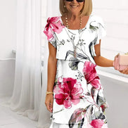Women's Floral Chiffon Tiered Dress