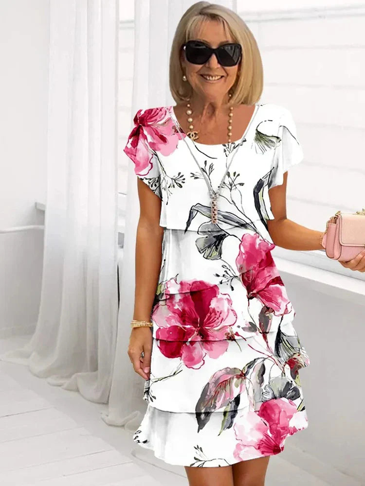 Women's Floral Chiffon Tiered Dress