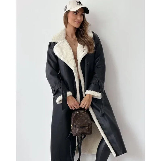 Women's Solid Teddy-Lined Trench Coat