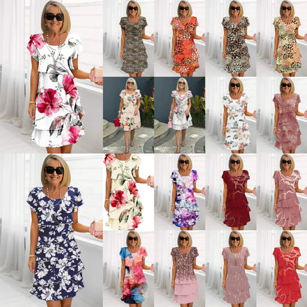 Women's Floral Chiffon Tiered Dress