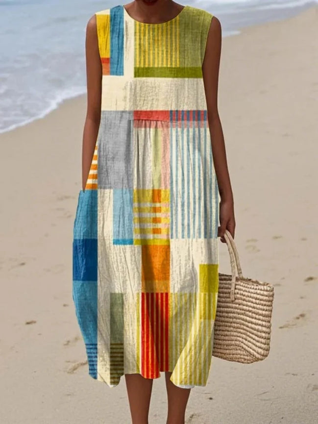 Women's Solid Art Midi Dress