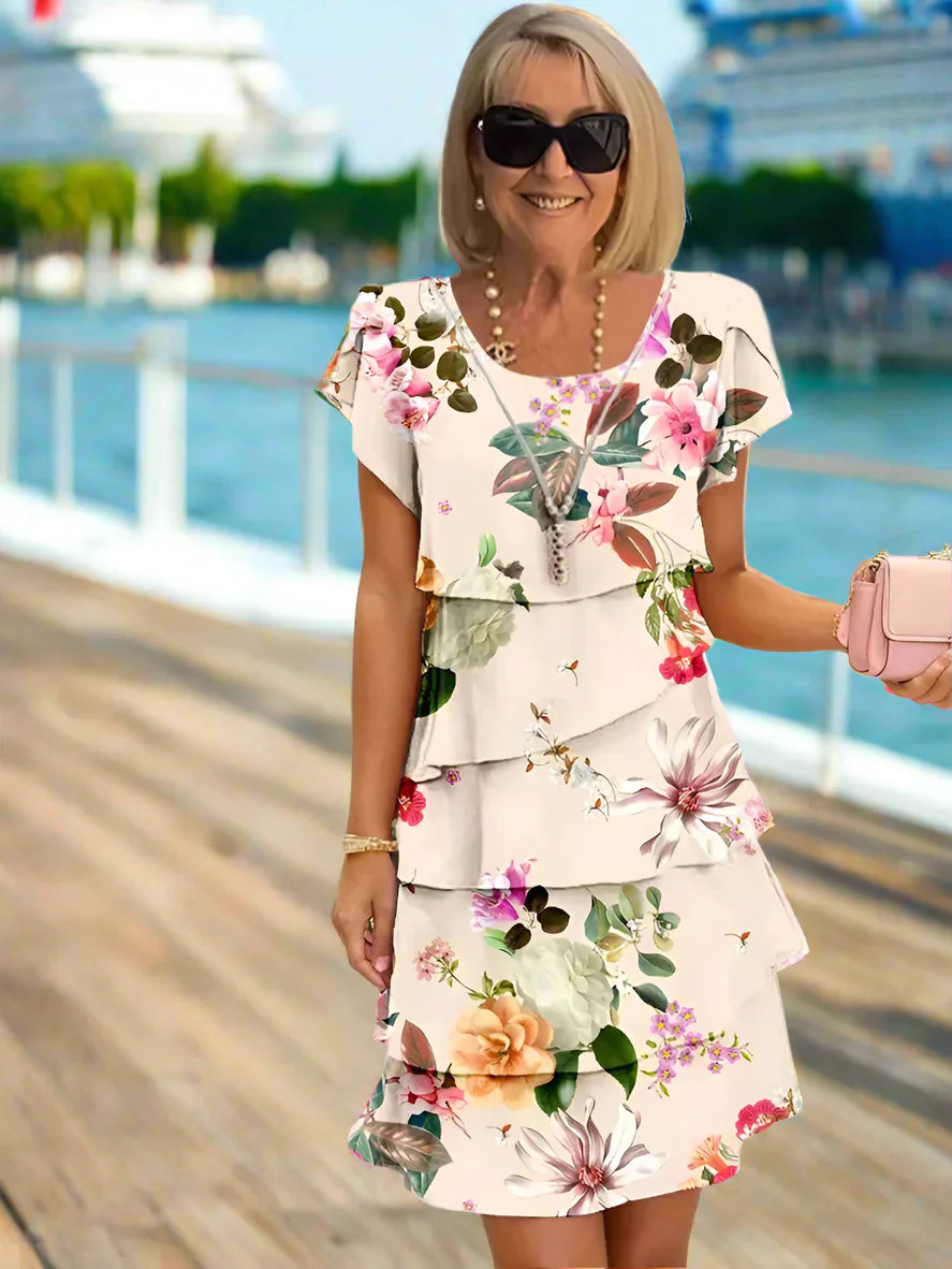 Women's Floral Chiffon Tiered Dress