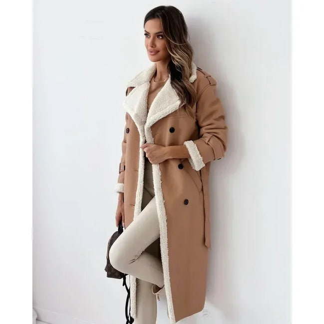 Women's Solid Teddy-Lined Trench Coat