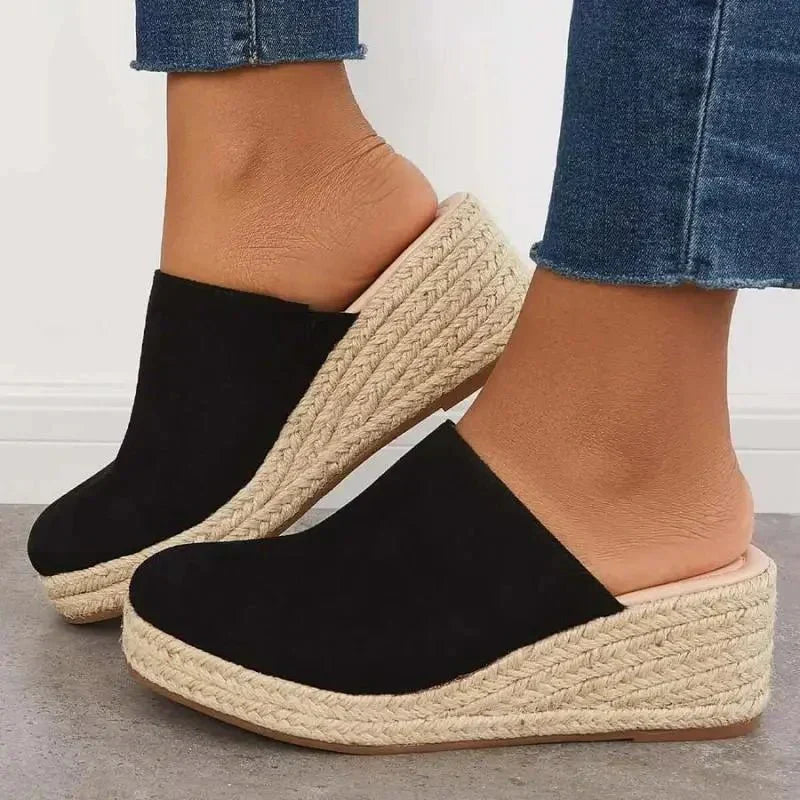 Women's Neutral Leather Wedge Sandals