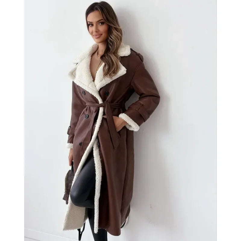 Women's Solid Teddy-Lined Trench Coat
