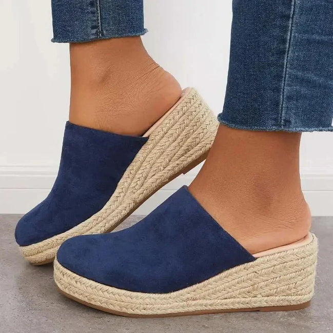 Women's Neutral Leather Wedge Sandals