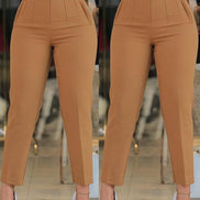 Women's Solid Cotton High Waist Trousers