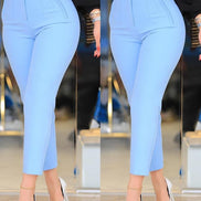 Women's Solid Cotton High Waist Trousers