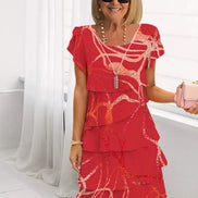 Women's Floral Chiffon Tiered Dress
