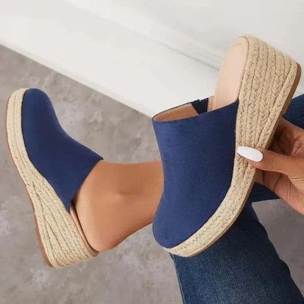 Women's Neutral Leather Wedge Sandals