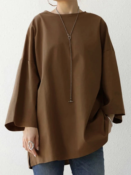 Women's Solid Cotton Blouse Shirt