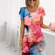 Women's Floral Chiffon Tiered Dress