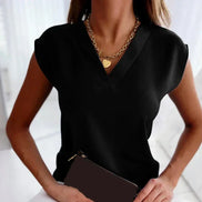 Women's Solid Viscose V-Neck Blouse