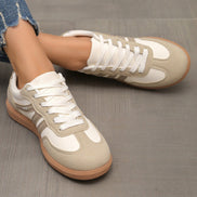 Women's Beige Fabric Sneakers