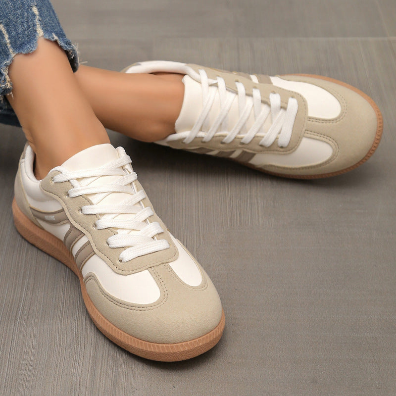 Women's Beige Fabric Sneakers