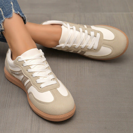 Women's Beige Fabric Sneakers