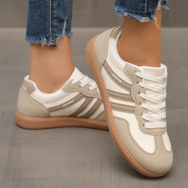 Women's Beige Fabric Sneakers