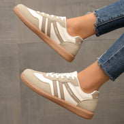 Women's Beige Fabric Sneakers