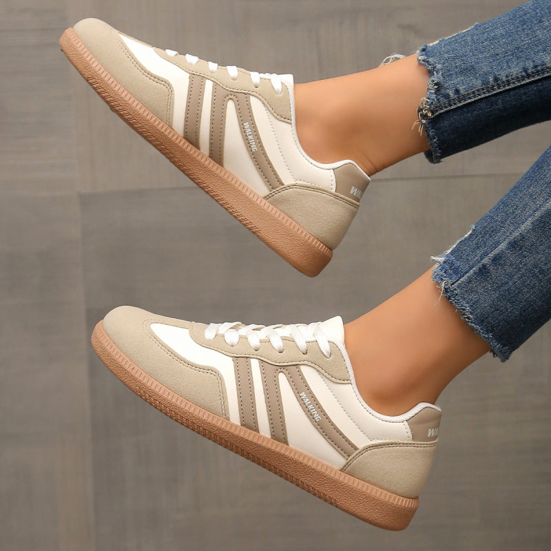 Women's Beige Fabric Sneakers