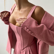 Women's Solid Crepe Blazer Set
