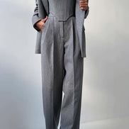 Women's Solid Crepe Blazer Set