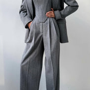 Women's Solid Crepe Blazer Set