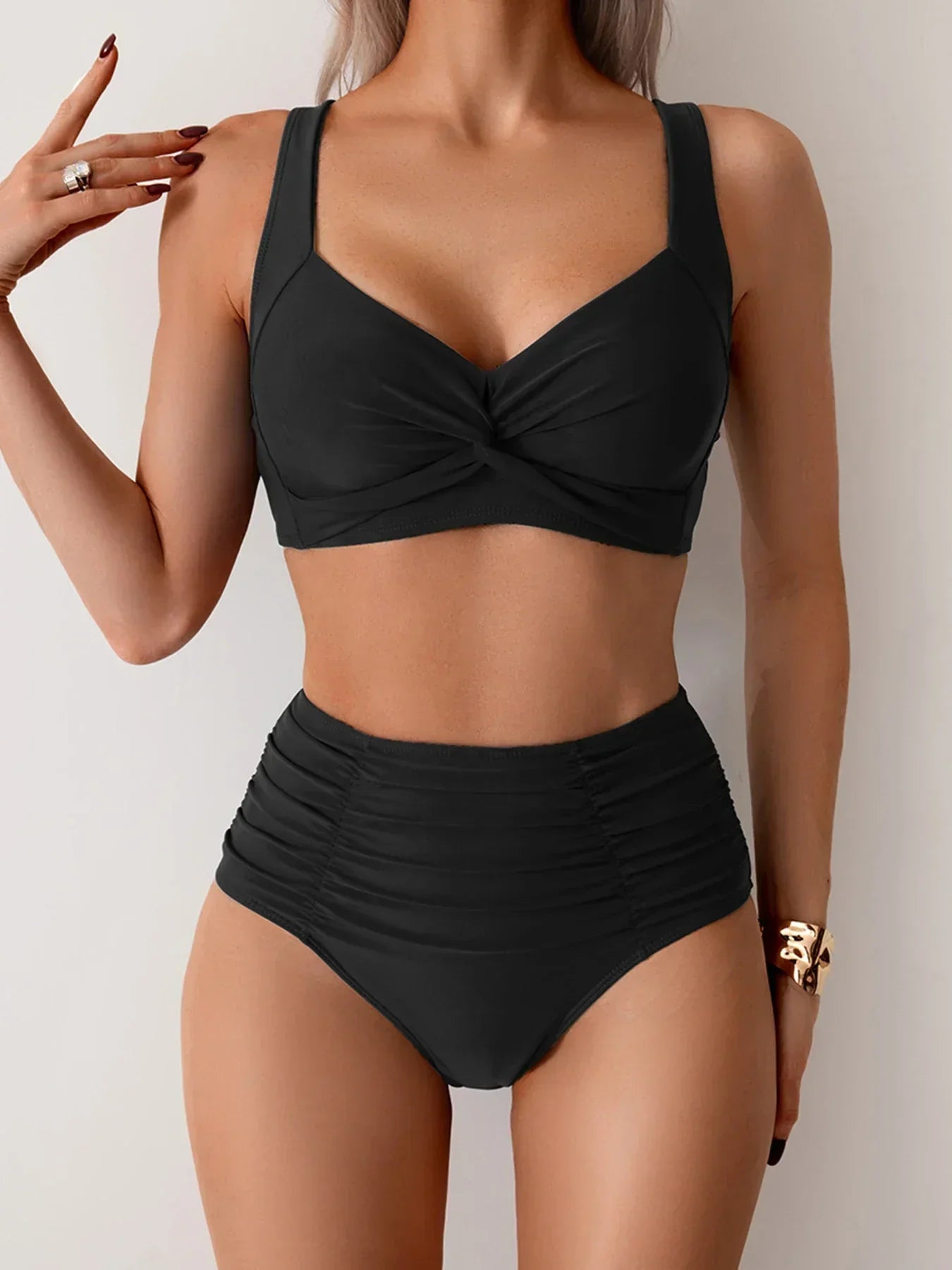 Women's Solid Fabric Bikini Set