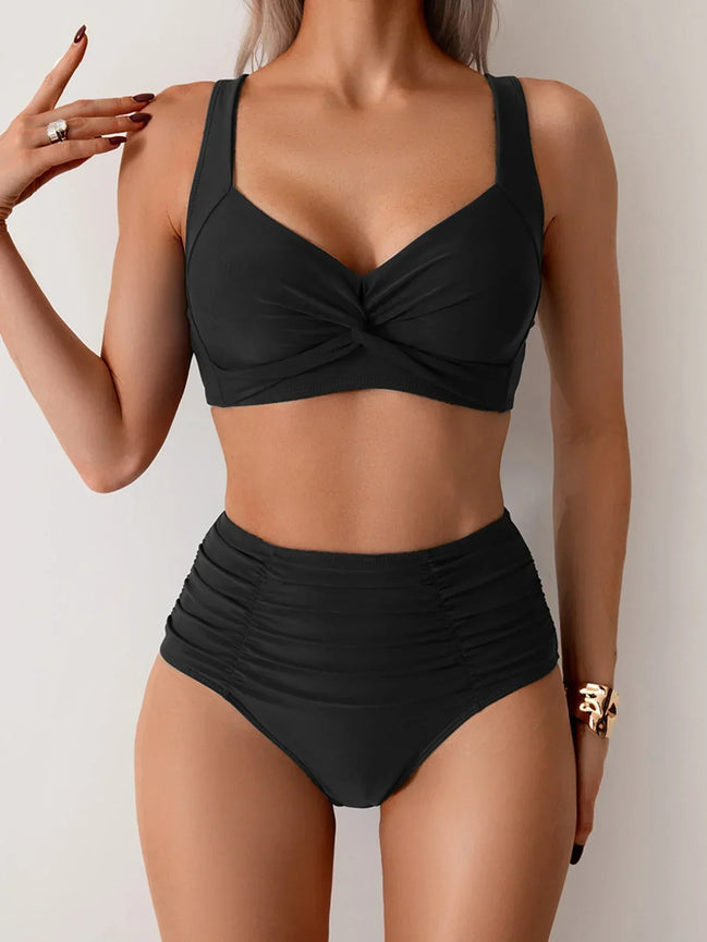 Women's Solid Fabric Bikini Set
