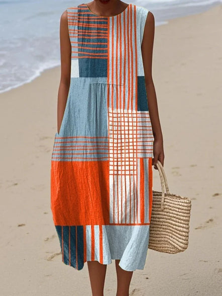 Women's Solid Art Midi Dress