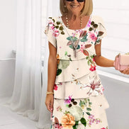 Women's Floral Chiffon Tiered Dress