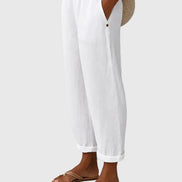 Women's Solid Linen-Cotton Trousers