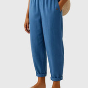 Women's Solid Linen-Cotton Trousers