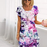 Women's Floral Chiffon Tiered Dress