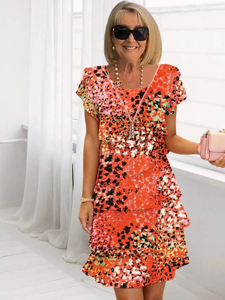 Women's Floral Chiffon Tiered Dress