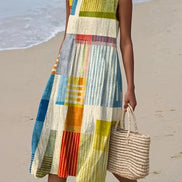 Women's Solid Art Midi Dress
