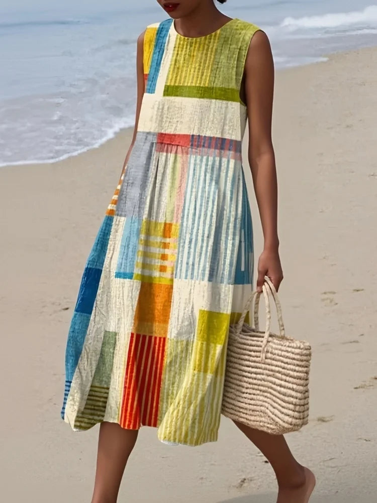 Women's Solid Art Midi Dress