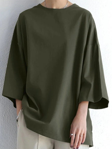 Women's Solid Cotton Blouse Shirt